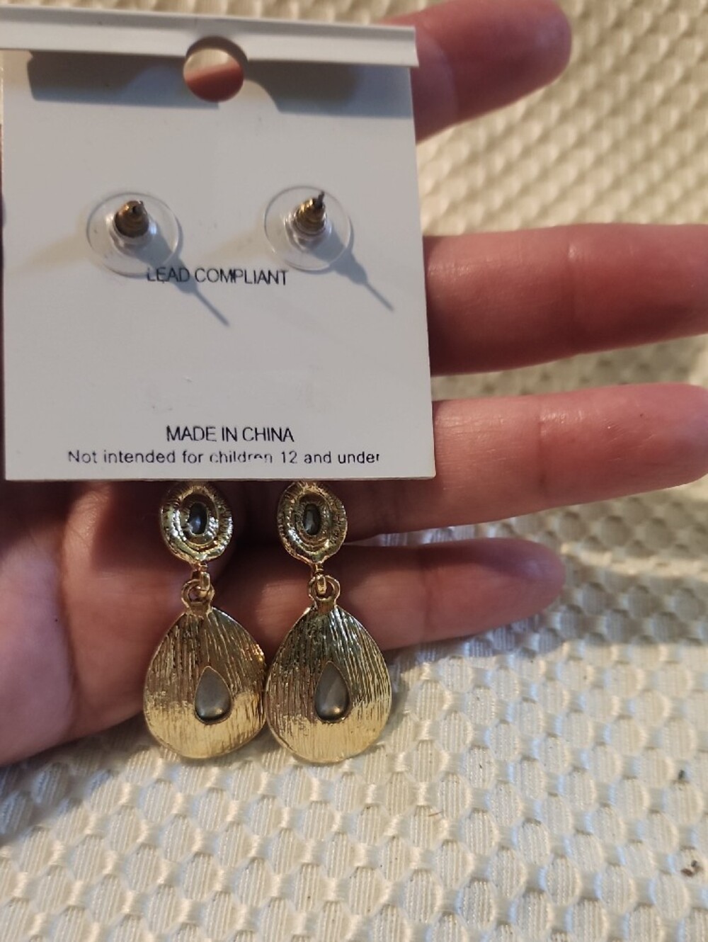 Miro Gold-Tone Clear Crystal Teardrop Dangle Earrings - Picture 3 of 5